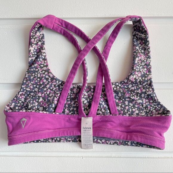Ivivva By Lululemon Rhythmic Complete Focus Reversible Sports Bra Size 10 - Picture 5 of 9